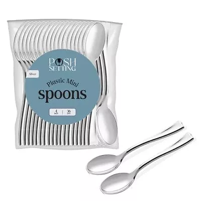 Silver Mini Spoons Silver Plastic Mini Dessert Spoons Disposable Tiny Silve... • $14.76