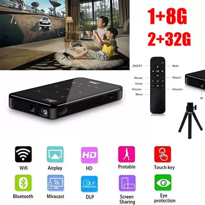 4K 3D Touch Smart DLP Mini Projector Android 5G WiFi Bluetooth UHD Home Theater • $199.99