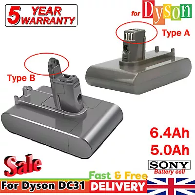 £20.98 • Buy 6400mAh Replace Battery For Dyson DC31 Type A/B DC34 DC35 DC44 DC45 Animal 5.0Ah