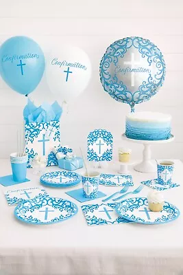 Blue Cross 1st Holy Communion Confirmation Party Tableware Balloons Decorations • £2.49