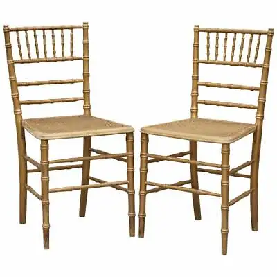 £650 • Buy Pair Of Edwardian Giltwood Famboo Regency Style Bergere Chairs With Gold Gilding