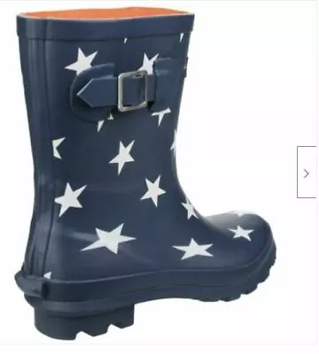 Cotswold Badminton Star Womens Mid Wellington Boot Uk 4 Eu 37 Navy F9/3010 • £19.99