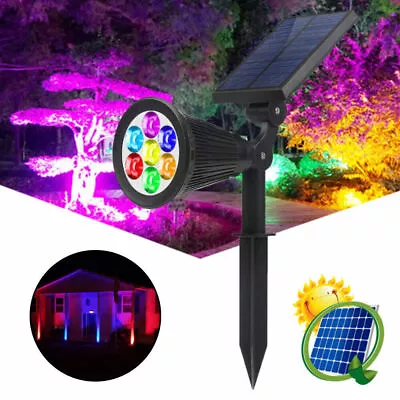 7LED Garden Solar Spot Light Outdoor Landscape Yard Lawn Lamp RGB Security Lamp • £9.99