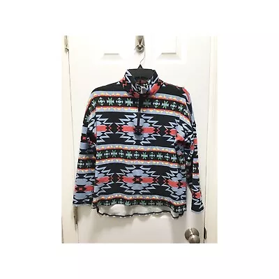 Chaps Womens Western Aztec 1/4 Zip Pullover Top Long Sleeve Sz Large • $12.98
