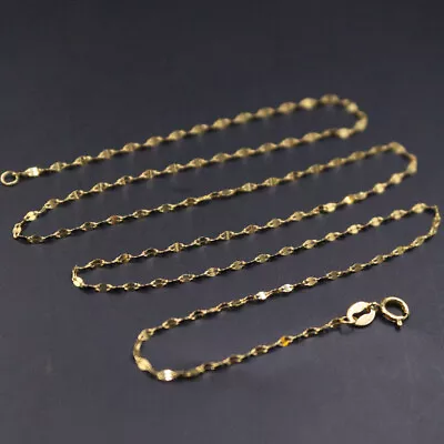Pure 18k Yellow Gold Chain Used For Women 1.5mm Lip Necklace Jewelry 17inchL • $191.32