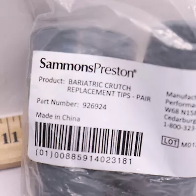 (2-Pk) Sammons Preston Flat Bottom Crutch Tip Gray 7/8  OD X 2  926924 • $12.50