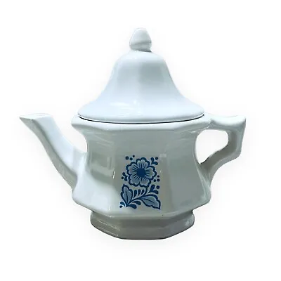 $9.99 • Buy Avon 6 In Ceramic Teapot Octagonal Shape White Blue Floral Design 1970s Vintage