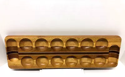 Mancala Wooden Game Board David Levy Handcrafted 19 1/2  X 5 3/4  Inlayed • $24.50