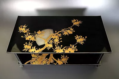 Vintage Japanese Lacquer Cherry Blossom And Moon Maki-e Two-tier Low Table • $6000