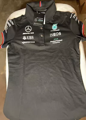 Mercedes-Benz AMG Petronas F1 Team Black Polo Shirt Women’s Small • $85.49