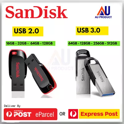 USB Flash Drive SanDisk 16GB 32GB 128GB 256GB Memory Stick Pen USB Cruzer Blade • $10.95