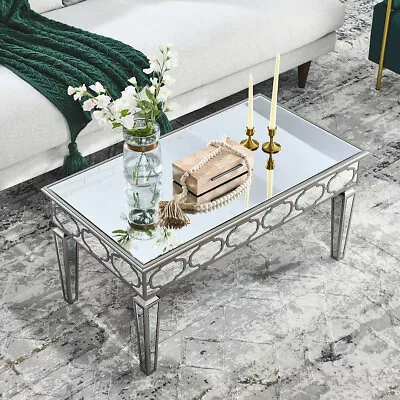 Elegant Silver Mirror Coffee/Cocktail Table 39.5 X21.5 X19.5  • $298.67