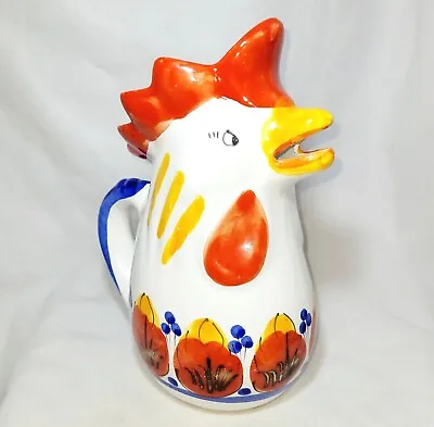 Lg Sicillian Sole Majolica 10″ Rooster Pottery Pitcher Signed By La Giara/Italy • $103.50