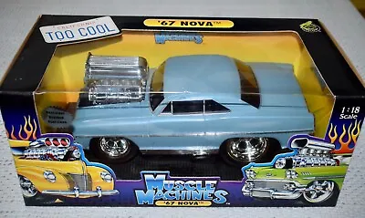 Muscle Machines Blue ‘67 Nova 1:18 Scale California Too Cool Model NIB #117 • $65