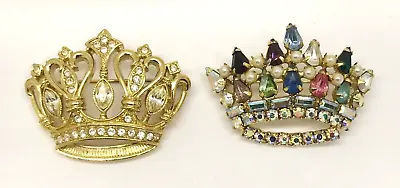 KJL For Avon & B. David Sparkly Crown Brooch Pins • $21.59
