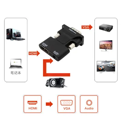 HDMI Female To VGA Male Converter With Audio Adapter Support 1080P Signal Out-x$ • $2.66