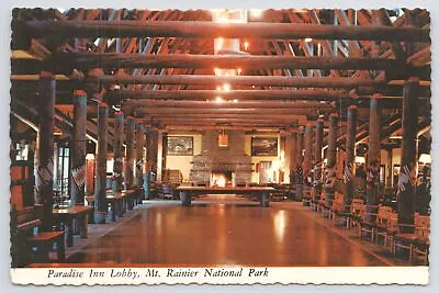 Mt Rainier Park Washington~Paradise Inn Lobby~Continental Postcard • $3