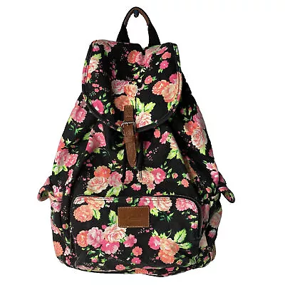 Vintage Victorias Secret Canvas Book Bag Backpack Pink Floral Overnight Weekend • $64.99