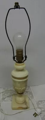 Wwii Era Vintage Italy Hand Carved Marble Alabaster Elec. Table Lamp Has Label • $59