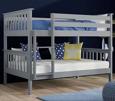 Double Bunk Beds Triple Pine Wood Children Bed Frame High Sleeper With Mattress • £199.99