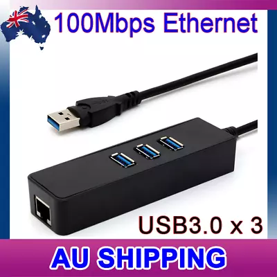$13.93 • Buy USB 3.0 HUB 3 Port With RJ45 Ethernet Adapter 100Mbps To PC MAC Laptop