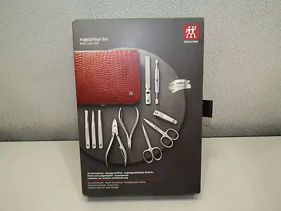 Zwilling 10 Piece Nail Care Set Red Leather Frame Case • $52