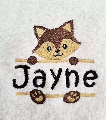 BABY HOODED BATH ROBE Embroidered BABY FOX SIGN Design And Personalised Name • £18.90