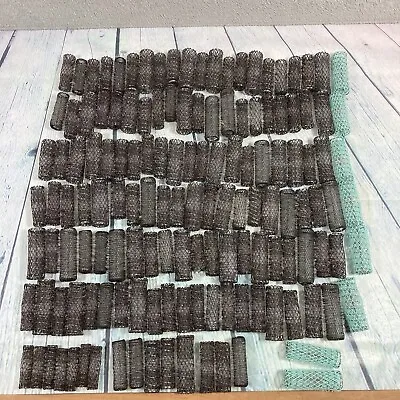 Vtg Hair Curler Brush Rollers 140 Pieces Various Sizes Styling Mesh Black Green • $60