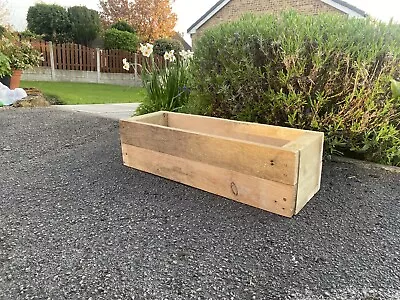 MEDIUM 60cm Rustic Wooden Garden Planter/veg Trough. NEXT DAY DELIVERY • £16.99