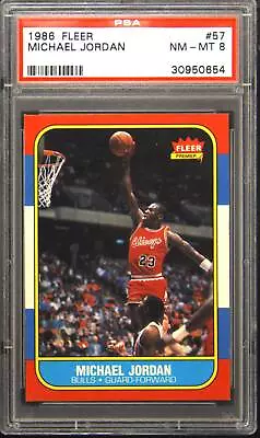 1986 Fleer #57 Michael Jordan Rookie PSA 8 • $5999.99