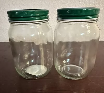 Set Of 2 Merry And Bright: Festive 12oz Mason Drinking Jar With Green Lid New • $5