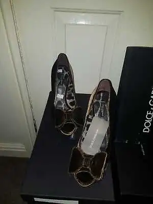D&G Dolce & Gabbana Ladies Brown Velvet Women High Heels Shoes Size 6 (39) • £90