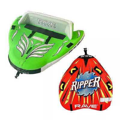 RAVE Sports Ripper 2 Rider Towable Boat Raft + Wake Hawk 3 Rider Towable Tube • $408.99