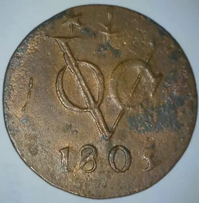 1805 VOC 1 Duit Coin Gelderland Arms Dutch East Indies Co New York Penny NL18 • $17.95