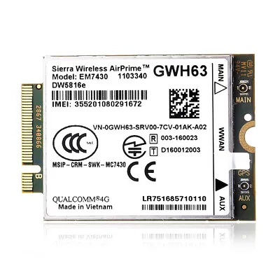 Dell DW5816e Snapdragon X7 LTE XCK33/PKWT8 Sierra EM7430 3G 4G WWAN Card Module • £33.59