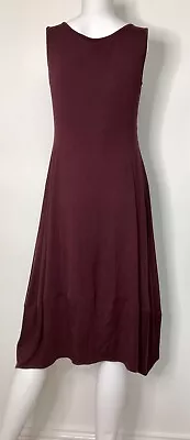 Yong Kim Ladies Sleeveless Midi Dress Size 12 Plum Bell Style Bottom • £16