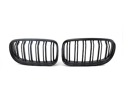 Double Line Matte Black Front Center Grille 2PCS For 2009-2012 BMW 3 Series E90  • $55.49