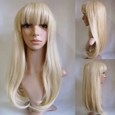 (G)Studio7-UK Long Straight Fringe Auburn Brown Black Ash Blonde Synthetic Wig • £19.80