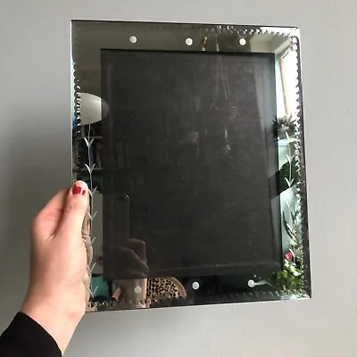 Etched Glass Mirrored Picture Photo Frame • £15