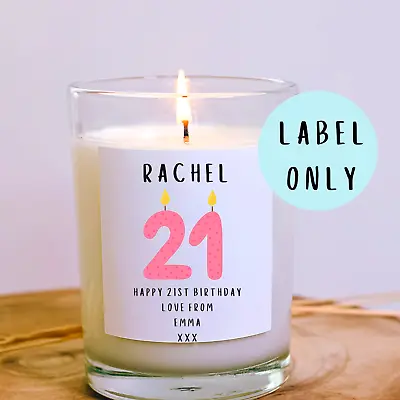 Personalised 21st Birthday Candle Label Personalised 21st Birthday Gift • £2.79