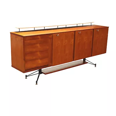 Vintage Sideboard From The 1960s Teak Veneered Wood Marble Metal • £3895