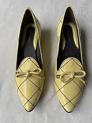 Tory Burch Ballet Claire Pointed Quilted Vintage Lemon Size 7 • $120