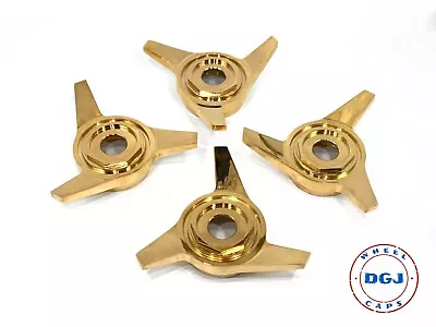 3 Bar Hex Cut Superswept 24K Gold Knockoff Spinner Caps For Lowrider Wire Wheels • $499.99