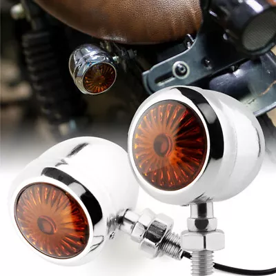 Chrome Motorcycle Bullet Turn Signal Amber Light For Cafe Racer Bobber Chopper • $10.98