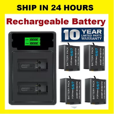 2/4x Battery + Charger For GoPro Hero 8 For Go Pro HERO 8 /7/6 /5 Rechargeable • $47.99