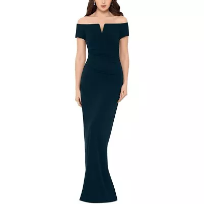 XSCAPE Evening Gown Off The Shoulder Pine Green Size 10 Ruched Mermaid Dress NWT • £54.20