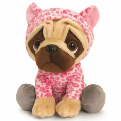 Pug Plush Soft Toy Teddy Leopard Outfit Cute - Keel Toys - Pugsley • £8.99