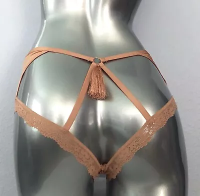 Victorias Secret NWT Very Sexy Copper Blush Caged Tassel Cheeky Panties Panty L • $12.74