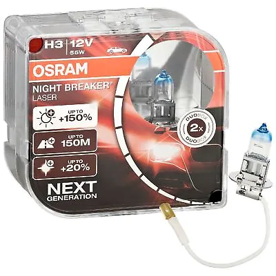 Set Of 2 OSRAM Night Breaker Laser H3 64151NL +150% 12V 55W Headlight Lamps • $19.66