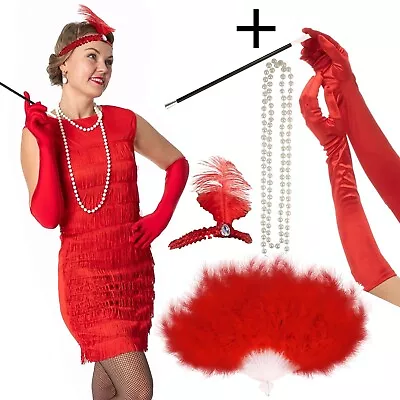 6X Set Ladies 1920'S Charleston Gatsby Fancy Dress Gangster Flapper Costume • £18.99